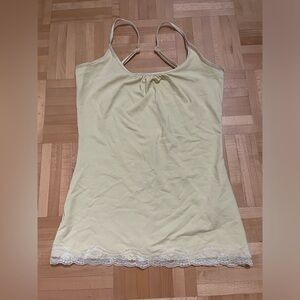 RW&CO Soft Butter Yellow Tank Top Lace Trim Y2K Vintage